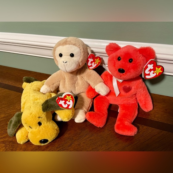 LIMITED RELEASE 30th Anniversary TY Beanie Babies Bones II Valentino II Bongo II - Picture 2 of 8